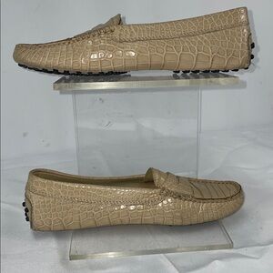 TOD’S GOMMINO CROC EMBOSSED LEATHER DRIVING LOAFERS FTL-03-133